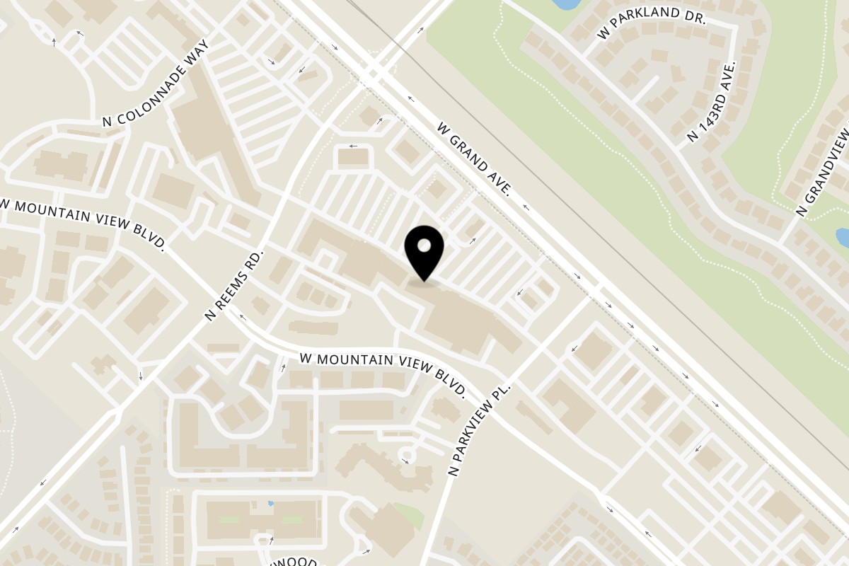 Map showing the location of Deno's Pizza on 14515 W Grand Ave Unit 124 in Surprise